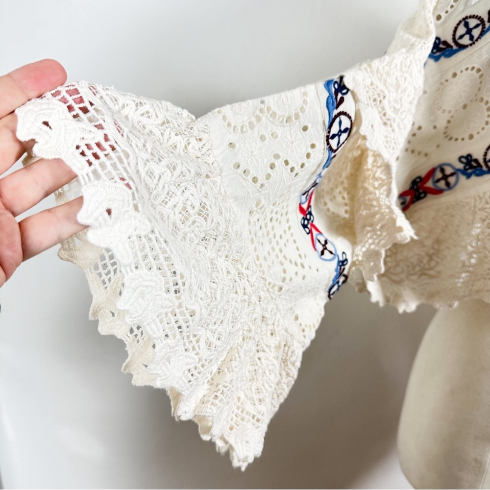 ANTHROPOLOGIE Ruffle Lace Shrug in Cream Size M/L - Picture 5 of 15